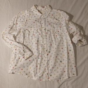 XL Flower and Ladybug Button Up